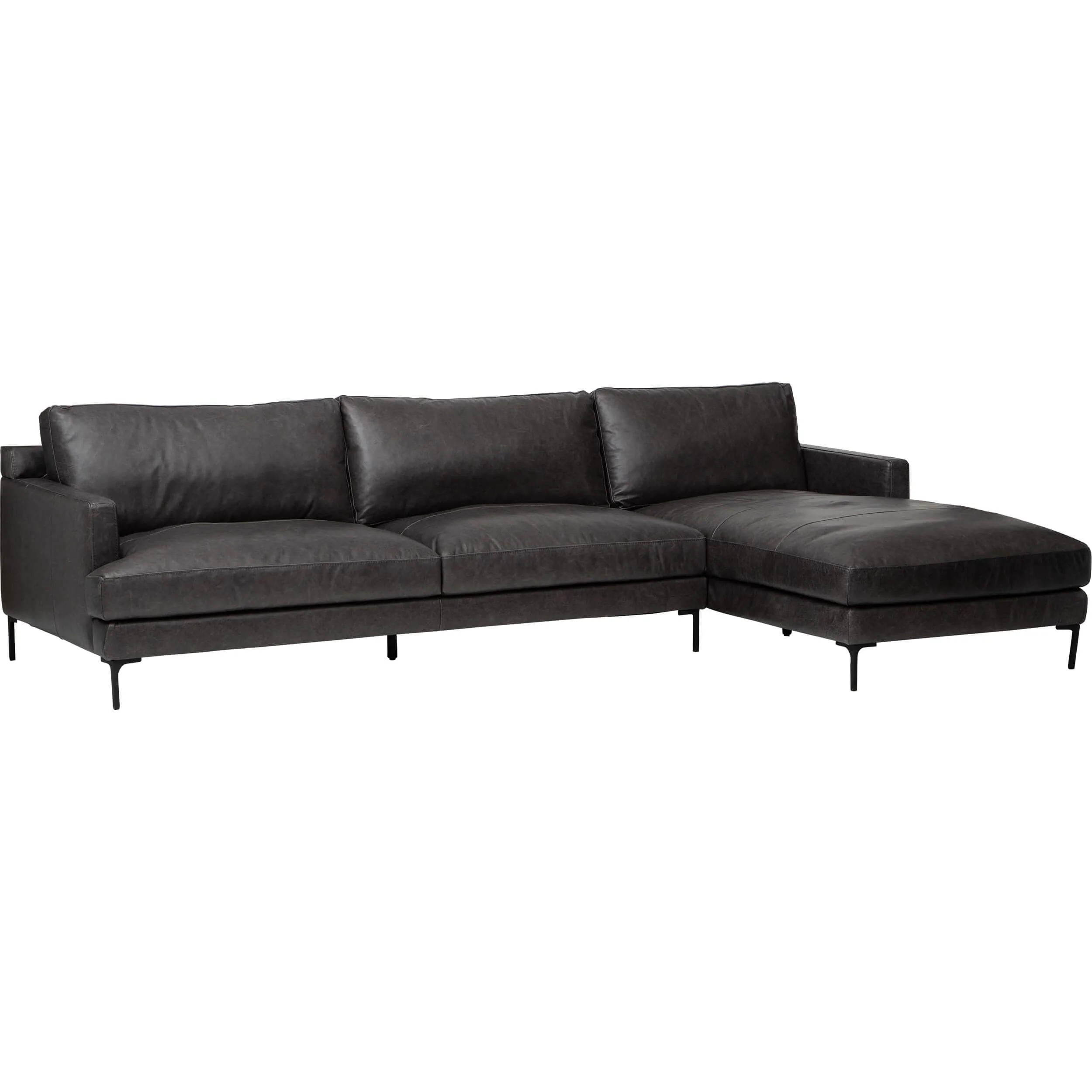 Ansel Leather Sectional, Marseille Black