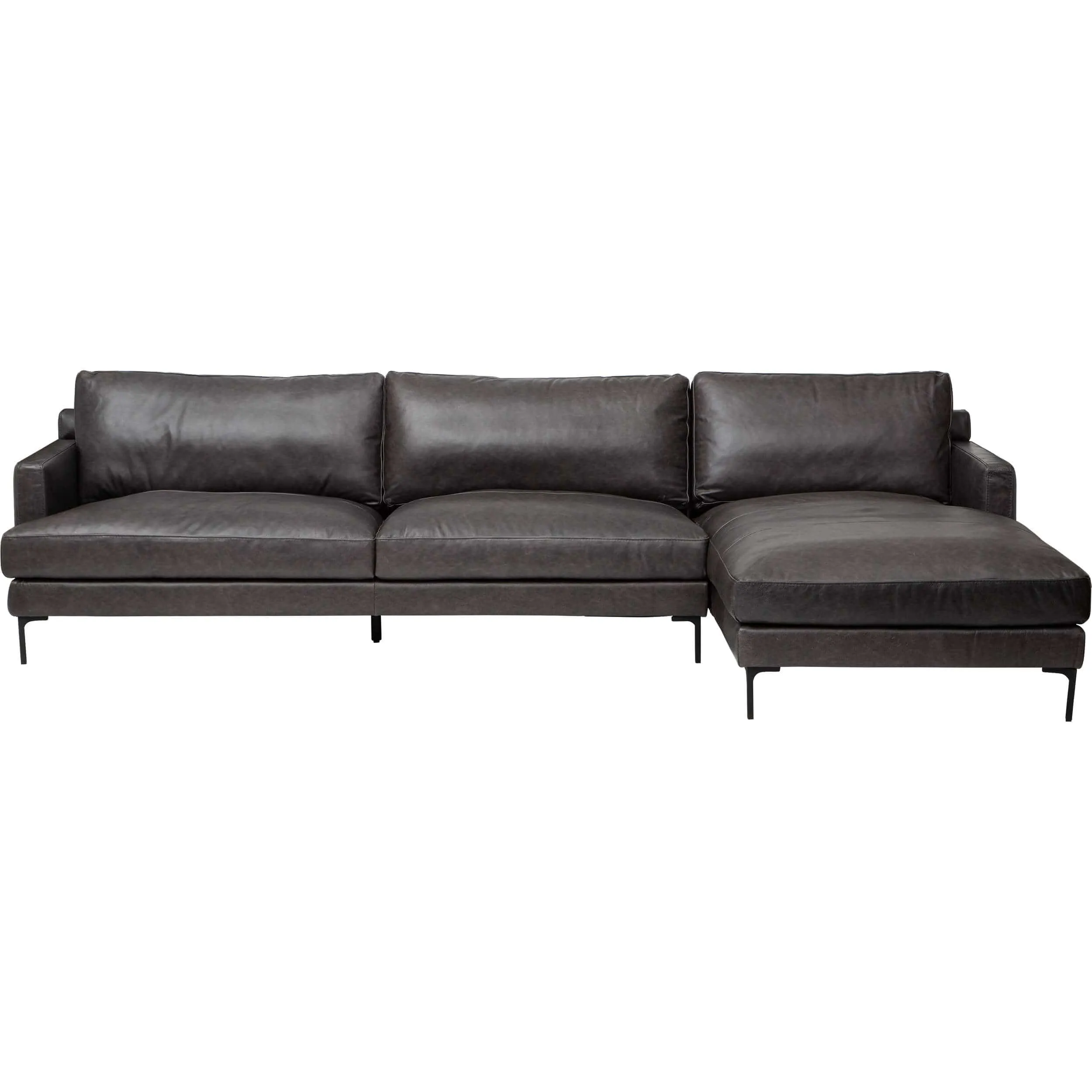 Ansel Leather Sectional, Marseille Black