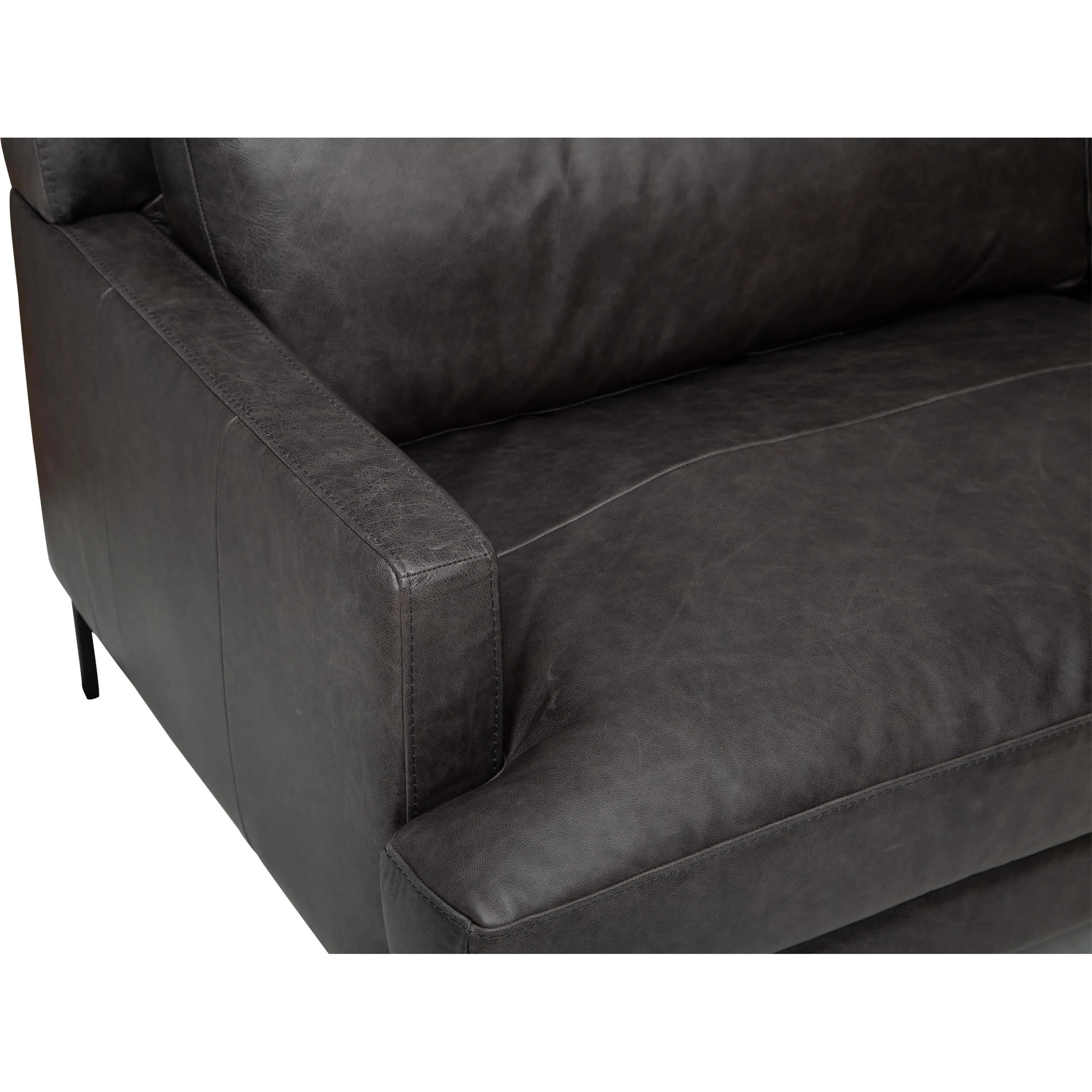 Ansel Leather Sectional, Marseille Black