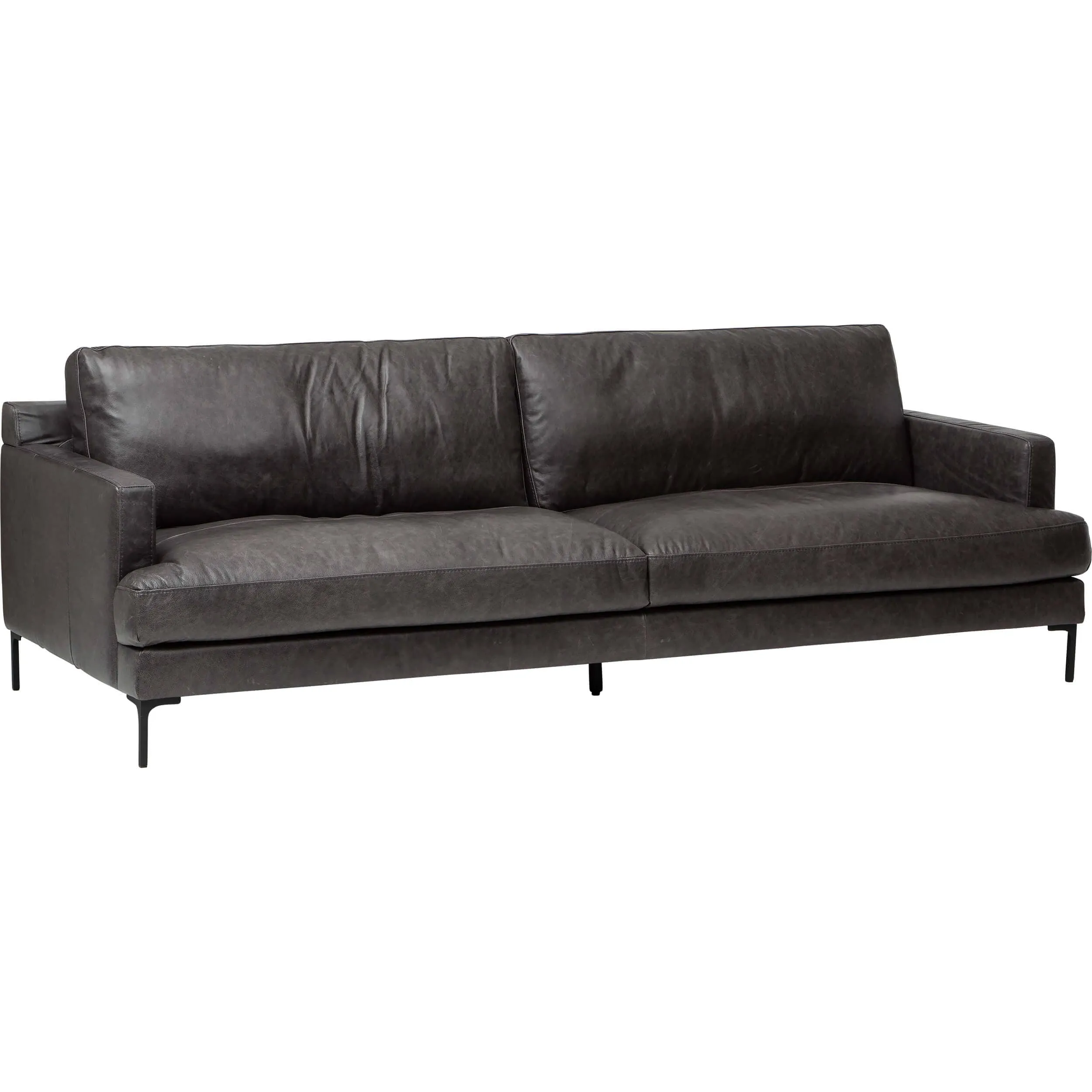 Ansel Leather Sofa, Marseille Black