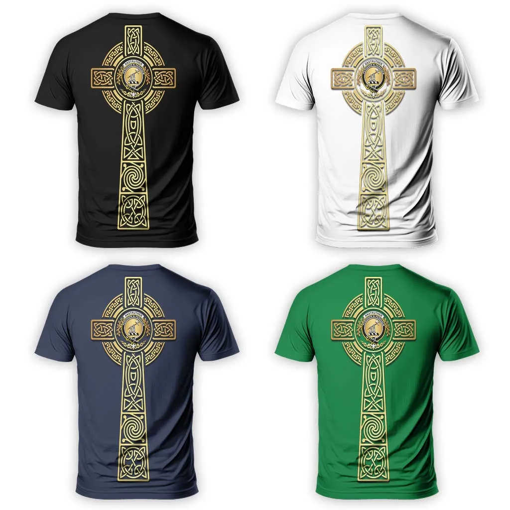 Anstruther Clan Mens T-Shirt with Golden Celtic Tree Of Life