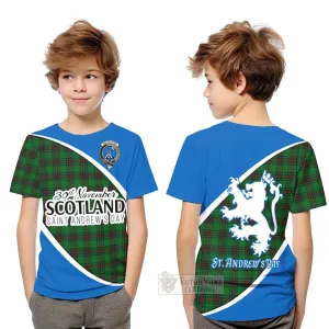 Anstruther Family Crest Tartan Kid T-Shirt Celebrate Saint Andrew's Day in Style