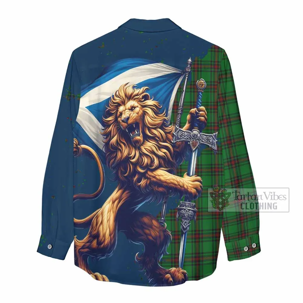 Anstruther Tartan Family Crest Women's Casual Shirt with Scottish Majestic Lion