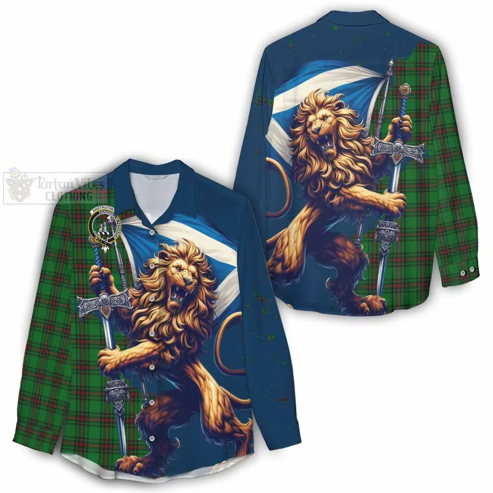 Anstruther Tartan Family Crest Women's Casual Shirt with Scottish Majestic Lion