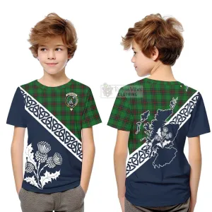 Anstruther Tartan Kid T-Shirt Featuring Thistle and Scotland Map