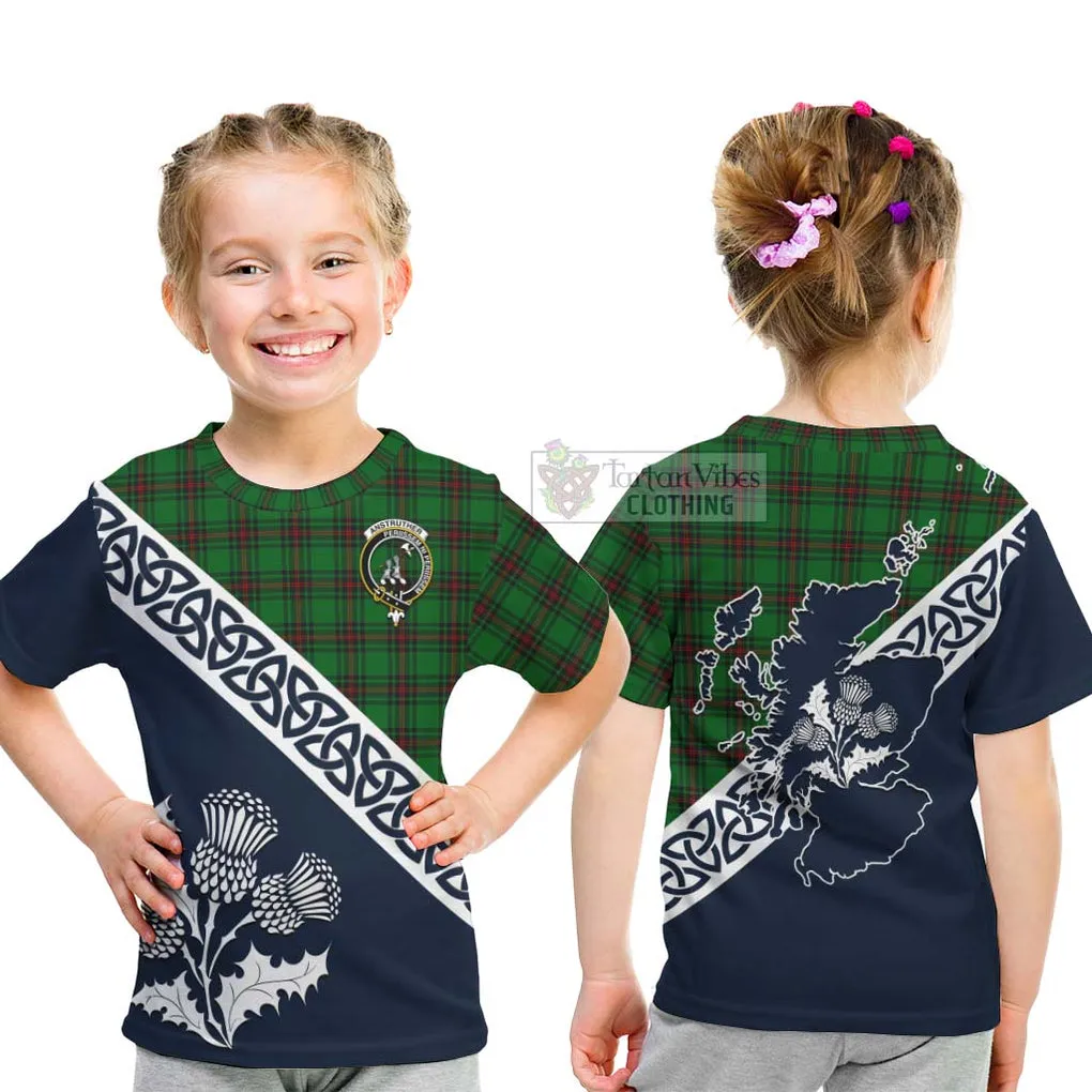 Anstruther Tartan Kid T-Shirt Featuring Thistle and Scotland Map