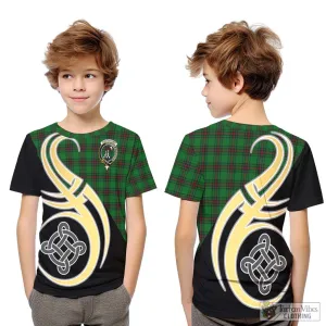 Anstruther Tartan Kid T-Shirt with Family Crest and Celtic Symbol Style