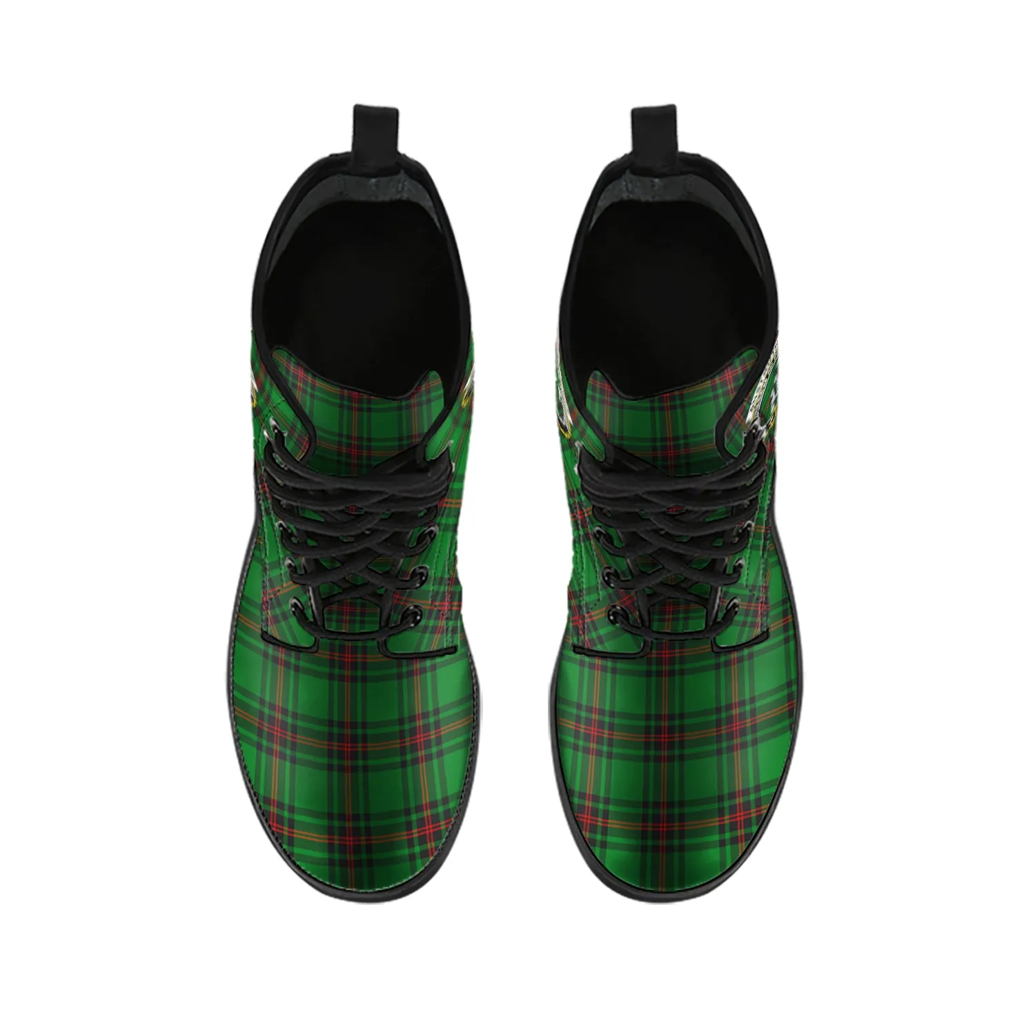 Anstruther Tartan Leather Boots with Family Crest