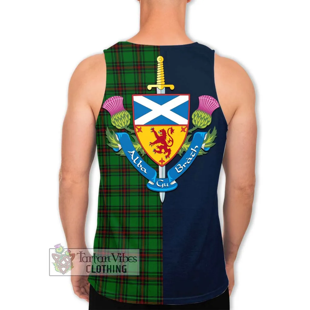 Anstruther Tartan Men's Tank Top Alba with Scottish Lion Royal Arm Half Style