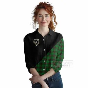 Anstruther Tartan Women's Casual Shirt with Family Crest and Military Logo Style