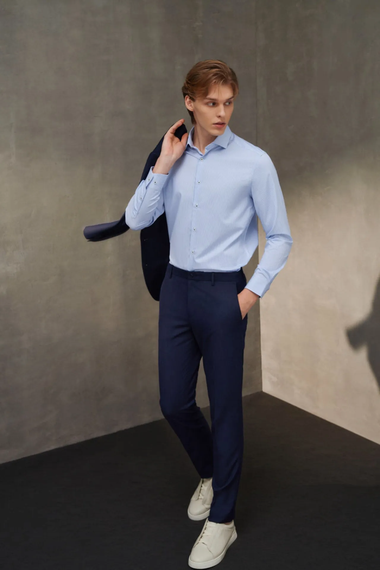 Anti-Bacterial Slim Fit Textured Suit Pants