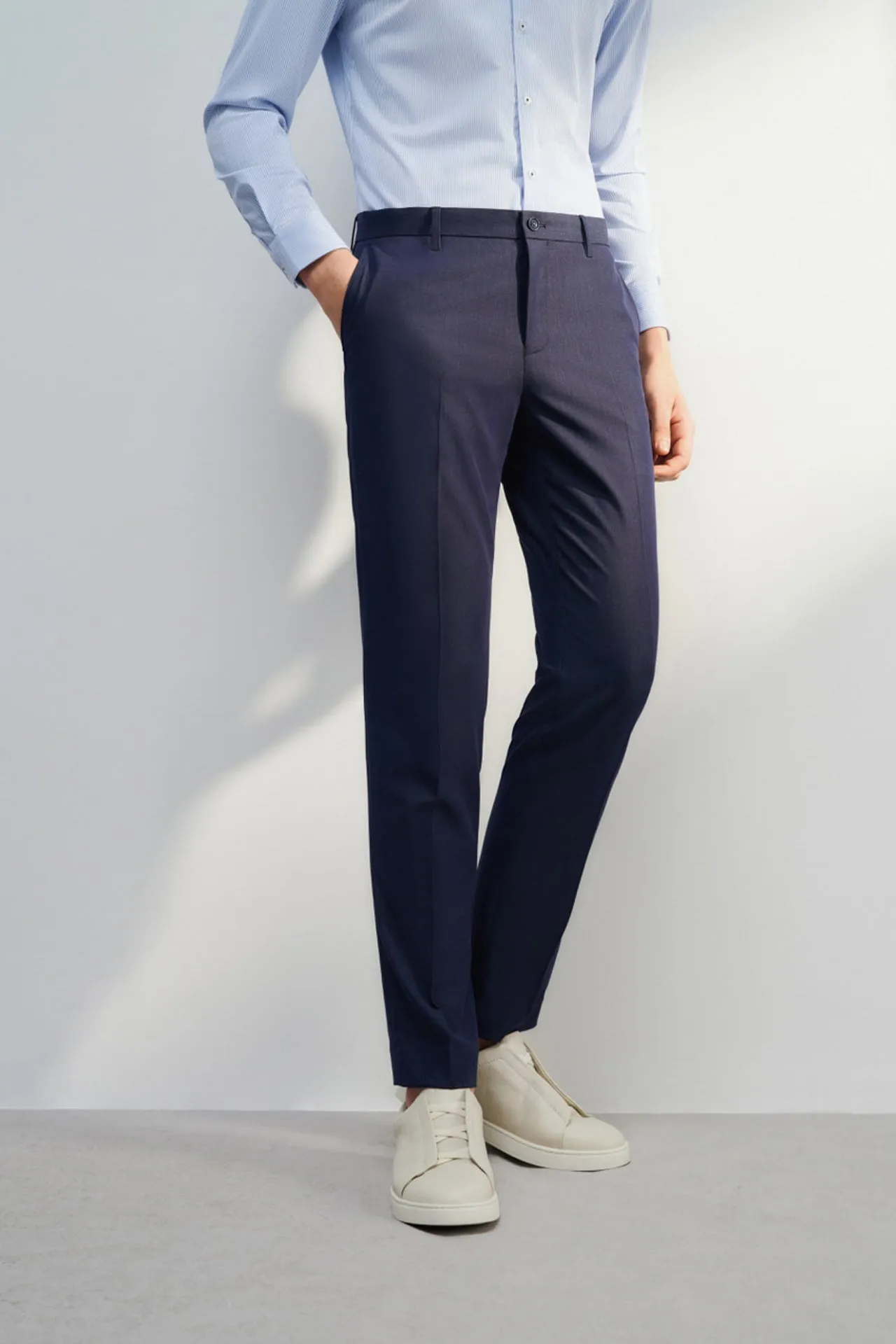 Anti-Bacterial Slim Fit Textured Suit Pants