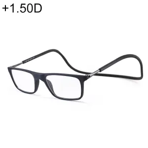 Anti Blue-ray Adjustable Neckband Magnetic Connecting Presbyopic Glasses,  1.50D(Black)