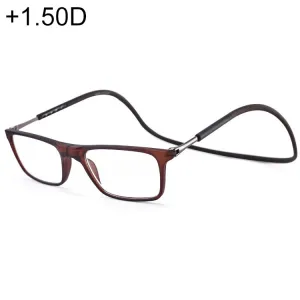 Anti Blue-ray Adjustable Neckband Magnetic Connecting Presbyopic Glasses,  1.50D(Brown)