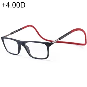 Anti Blue-ray Adjustable Neckband Magnetic Connecting Presbyopic Glasses,  4.00D(Red)