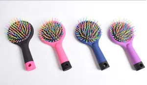 Anti - static Magic rainbow volume detangler wave massage comb brush straight hair styling tools with mirror