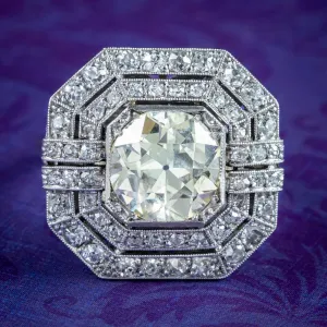 Antique Art Deco Fancy Diamond Cluster Ring 4ct Total