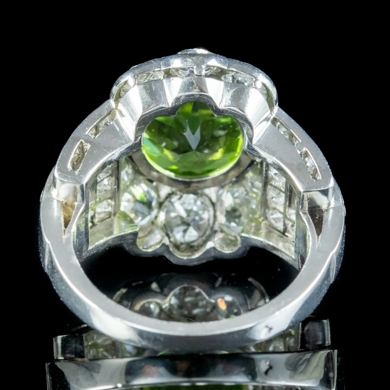 Antique Art Deco French Peridot Diamond Ring 4ct Peridot With Cert