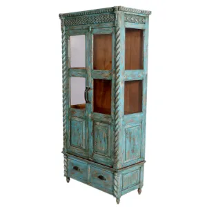 Antique Blue Finish Cabinet