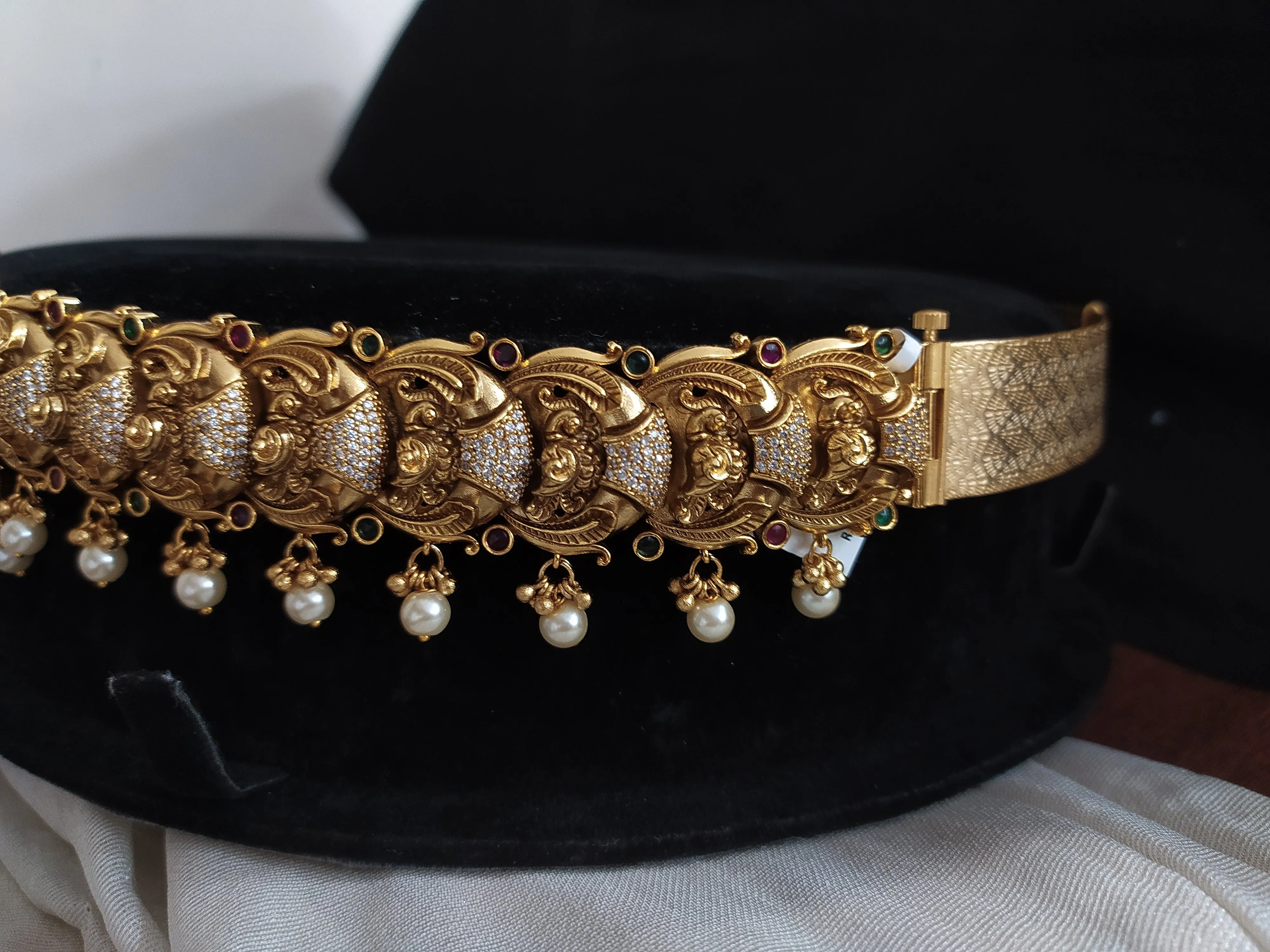 Antique Bridal/Festive Wear Hip-Belt with Nakshi Work and Zircon Stones