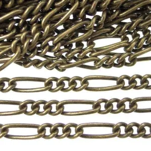 Antique Bronze Figaro 2.5mm Chain by Foot (3 feet minimum)