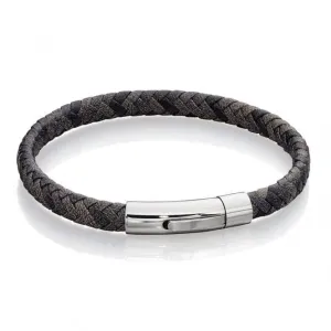 Antique Grey Woven Leather Bracelet B5420