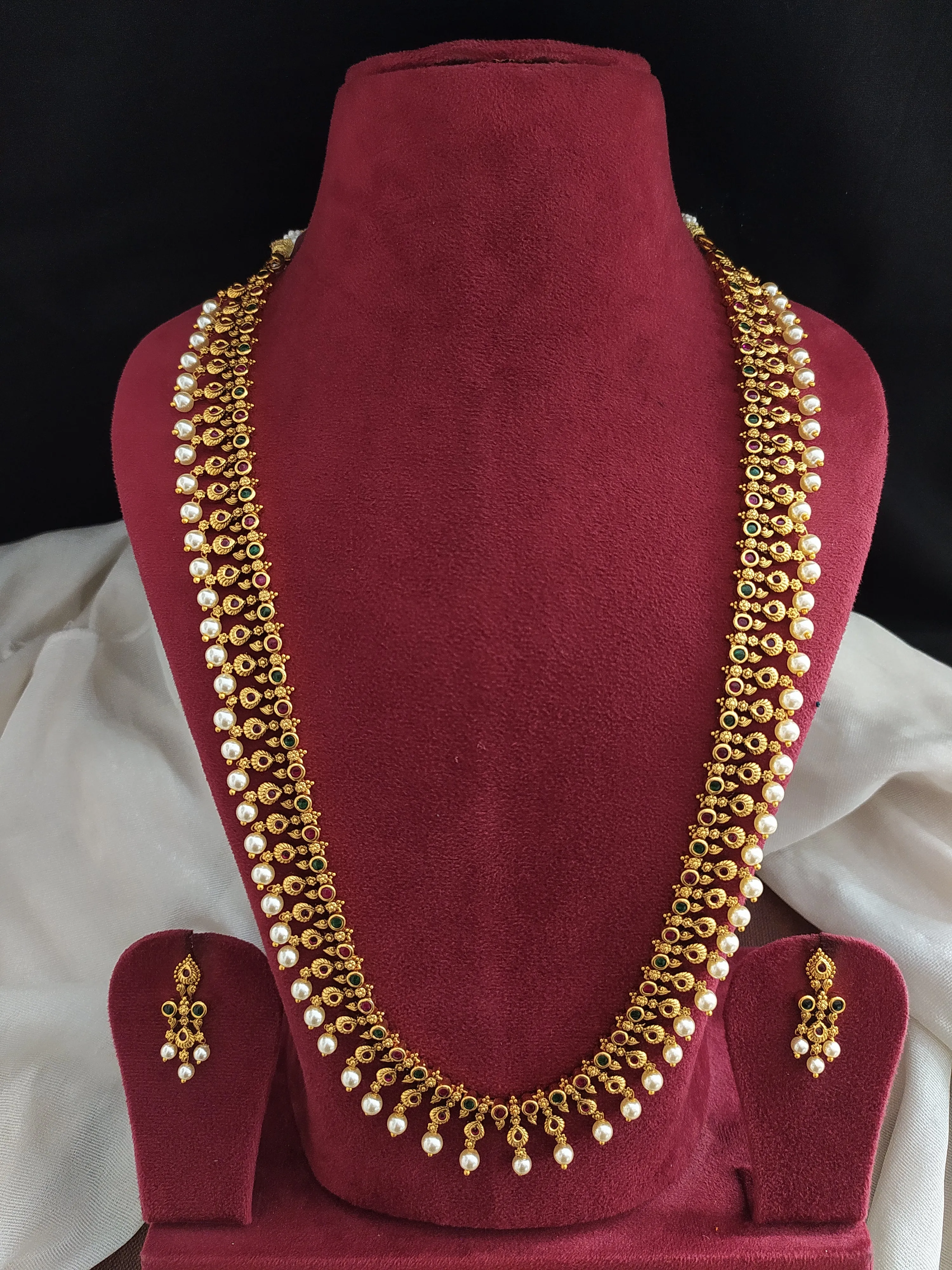 Antique Kemp Stones & Pearls Long Haram Set