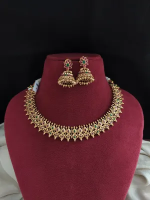 Antique Kerala Mango Necklace Set with Matching Jhumkis