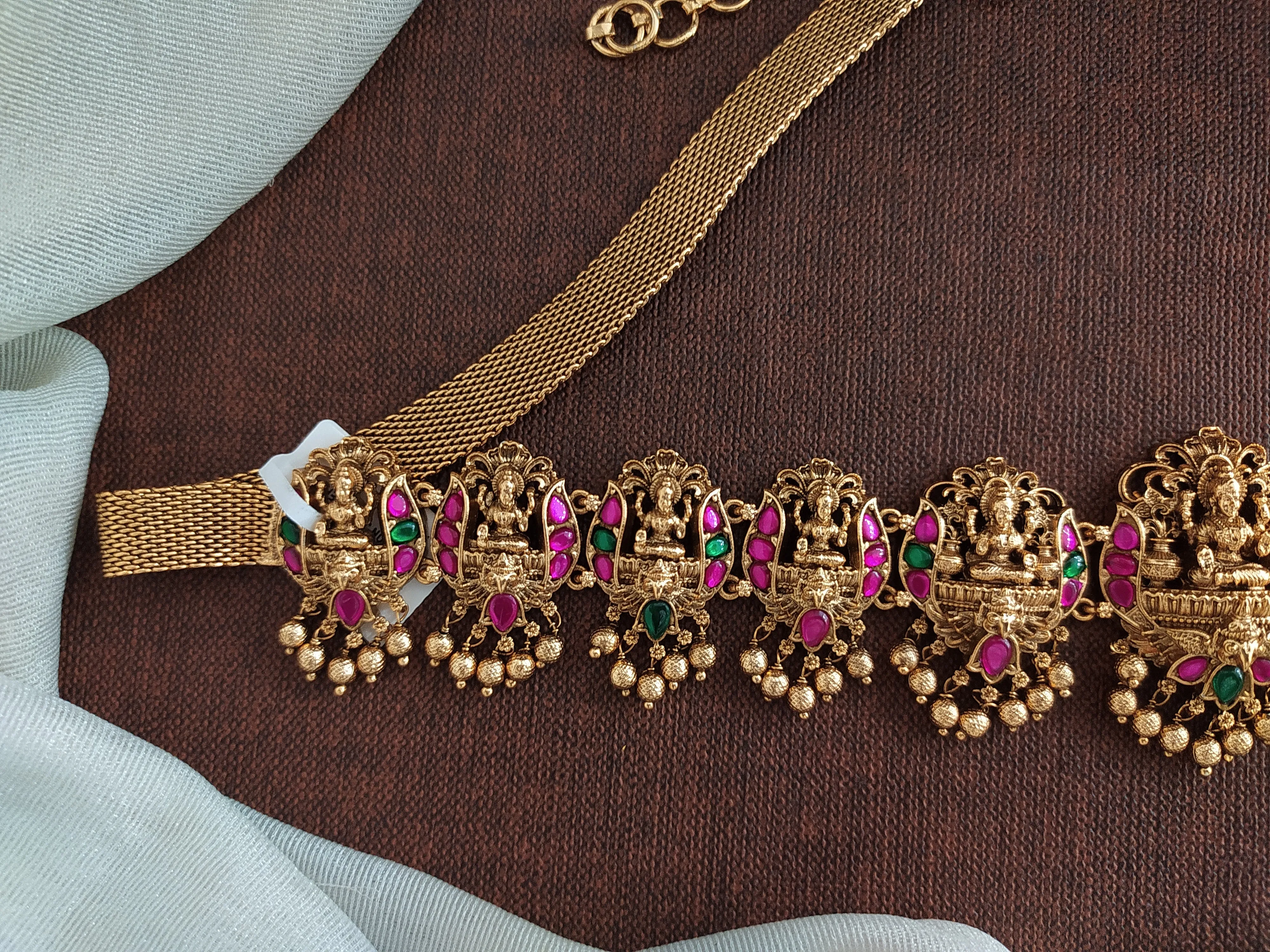 Antique Nakshi Work Lakshmi Hip Chain with Jadau Kundan Stones