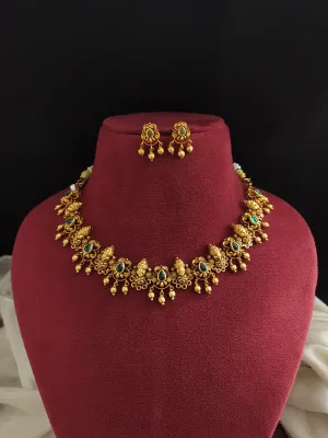 Antique Nakshi Work Necklace Set Featuring Lord Balaji