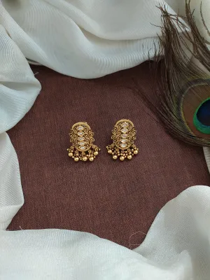 Antique Oval Over-sized Kundan Studs in Various Colors