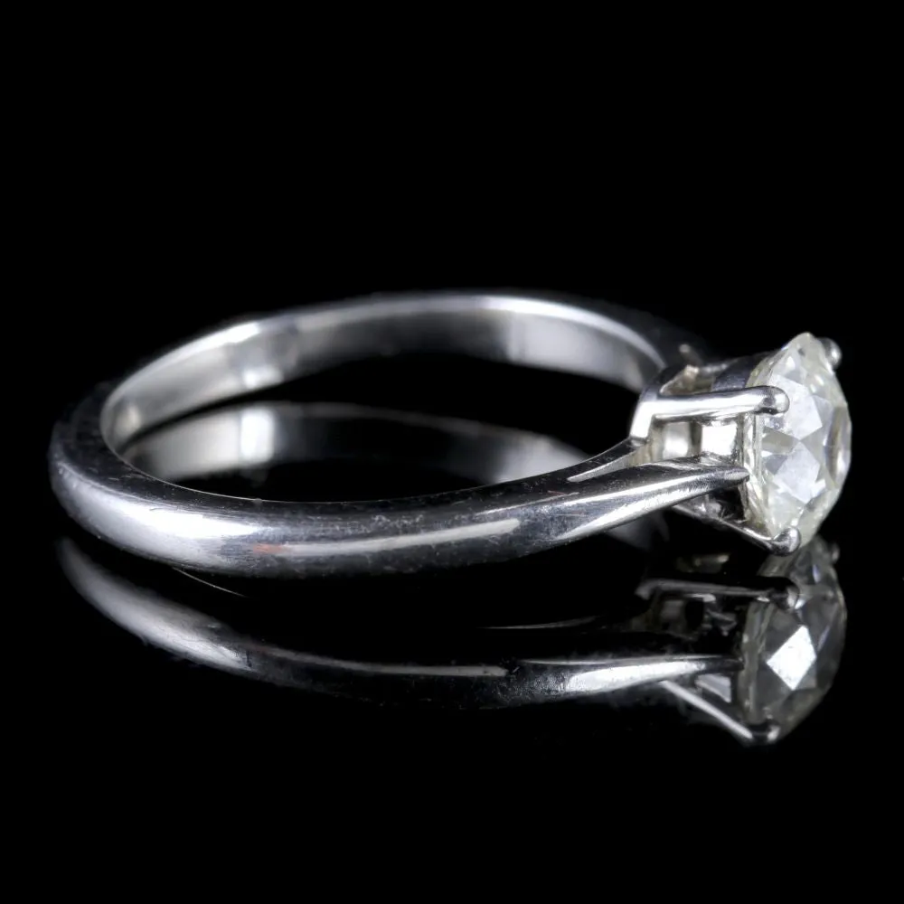 Antique Platinum 0.80Ct Old Cut Diamond Engagement Ring Circa 1920