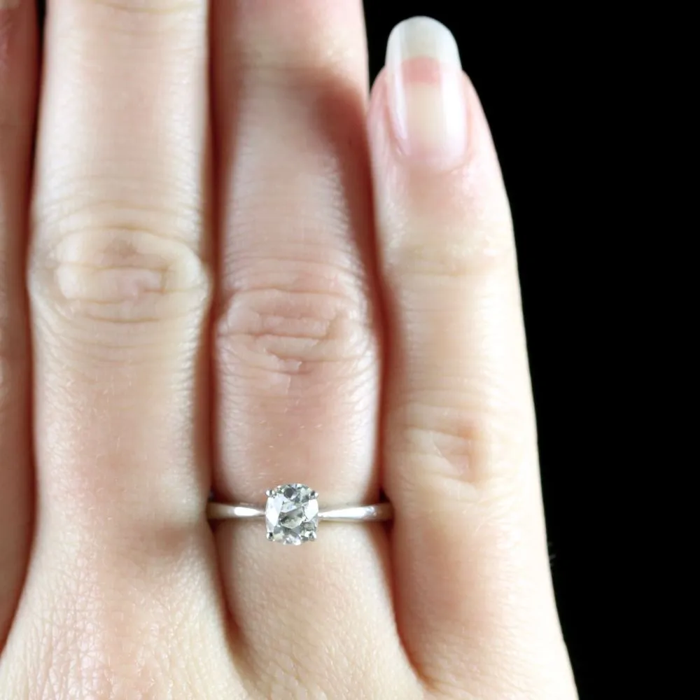 Antique Platinum 0.80Ct Old Cut Diamond Engagement Ring Circa 1920