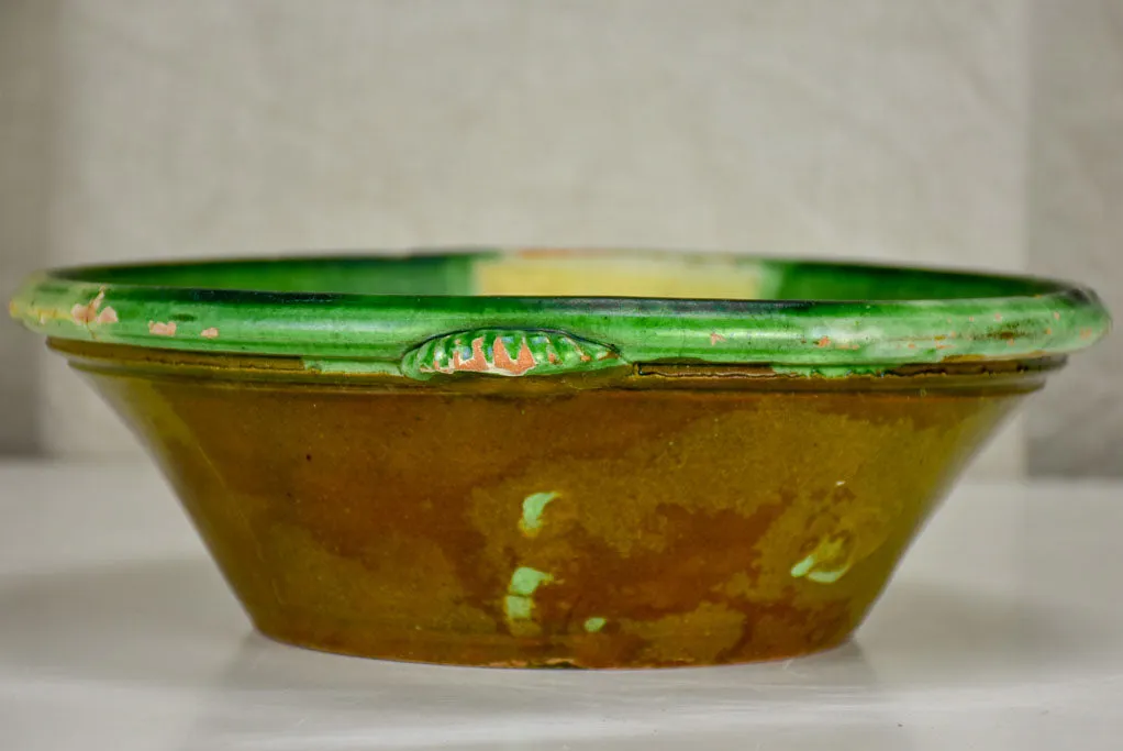 Antique Spanish bowl - green and yellow