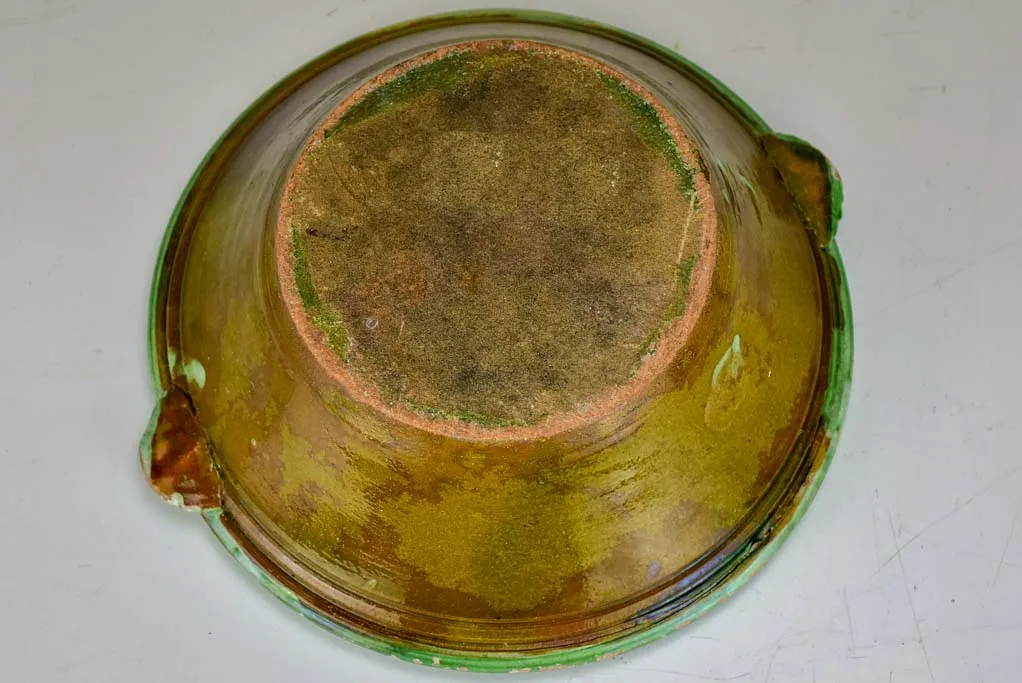 Antique Spanish bowl - green and yellow