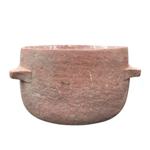 Antique Stone Kundi Planter With Handles