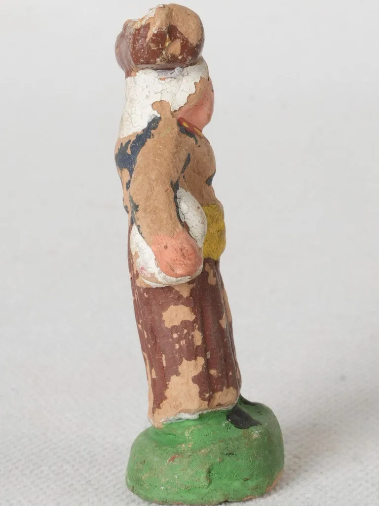 Antique Terracotta Santon - Provençal Market Woman w/ Bundle