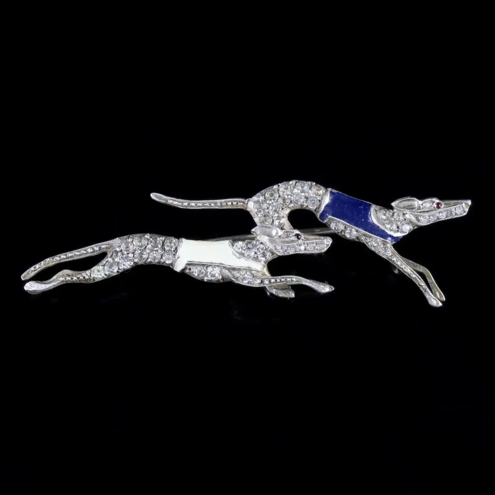 Antique Victorian Greyhound Brooch Silver Circa 1900