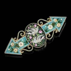 Antique Victorian Micro Mosaic Dove Brooch Circa 1860