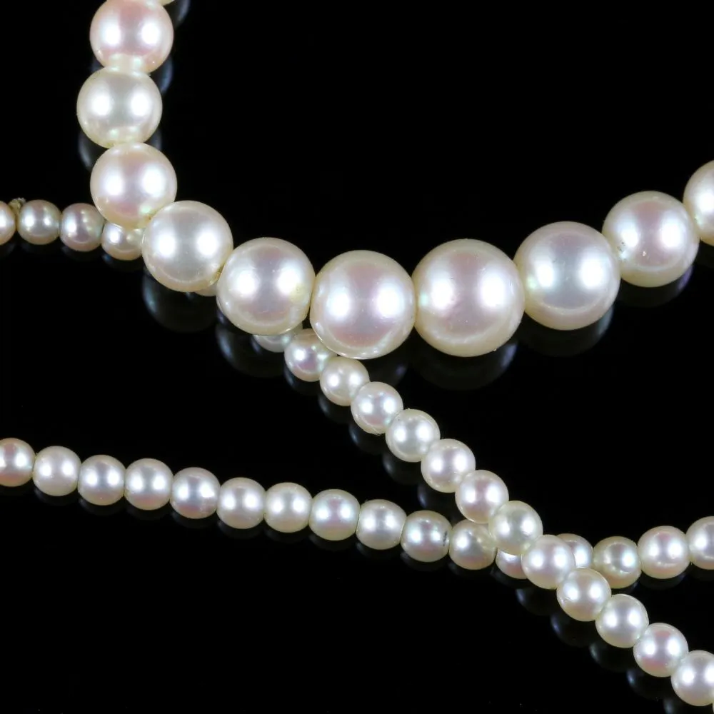 Antique Victorian Pearl Diamond Necklace Circa 1900