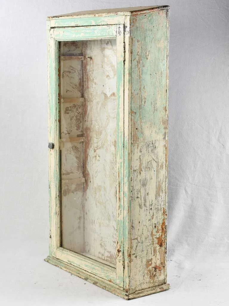 Antique wall mounted painted display cabinet with glass door 41¼"