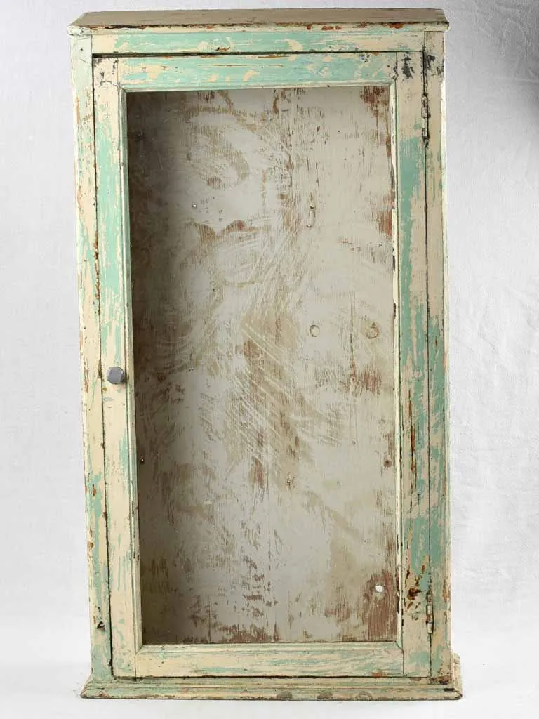 Antique wall mounted painted display cabinet with glass door 41¼"