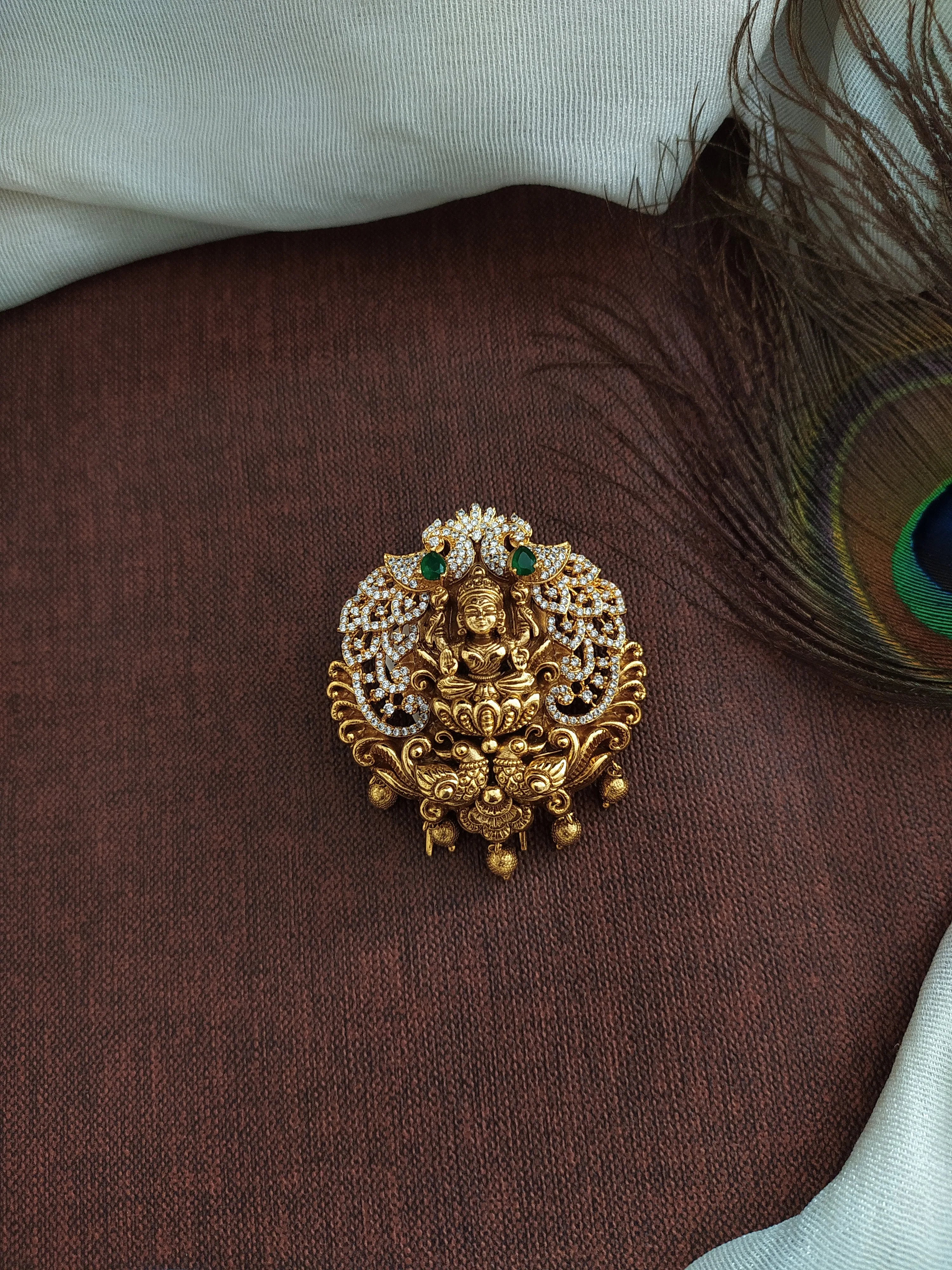 Antique Zircon and Nagas Work Hair Brooch (Billa, Choti)