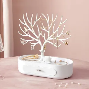 Antler Tree Jewelry Rack with Drawer Stylish and Functional Storage