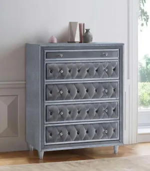 Antonella 5-drawer Upholstered Chest Grey