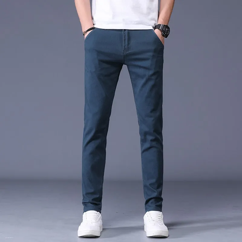 Antonios Slim Fit Cotton Stretch Trousers Men