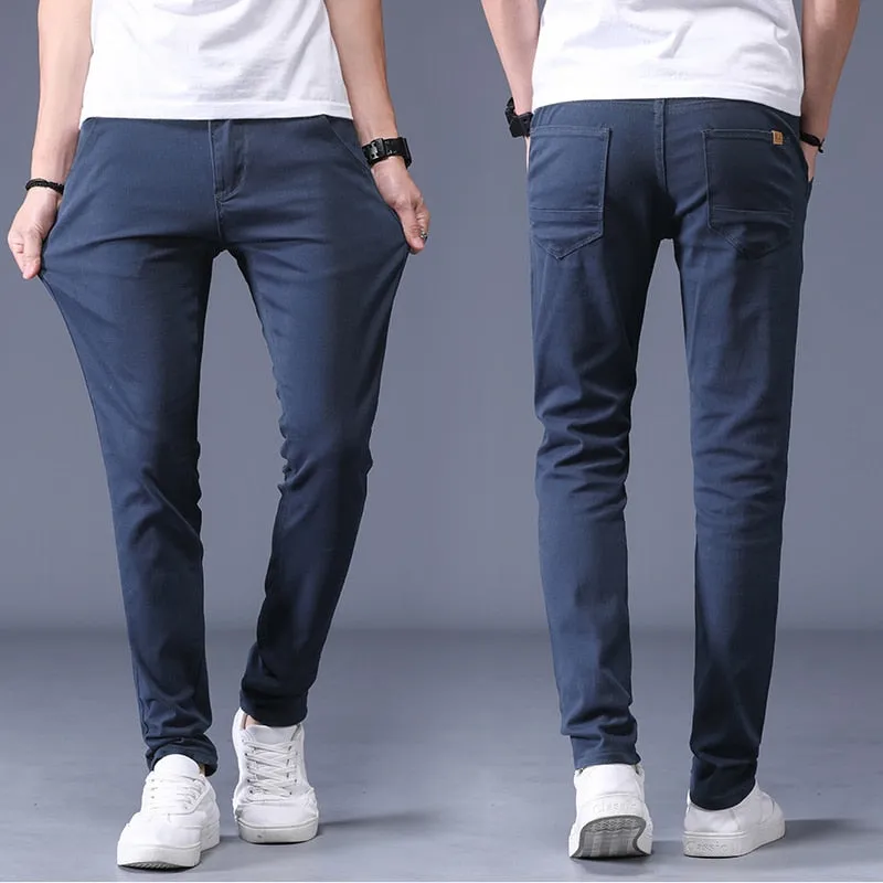 Antonios Slim Fit Cotton Stretch Trousers Men