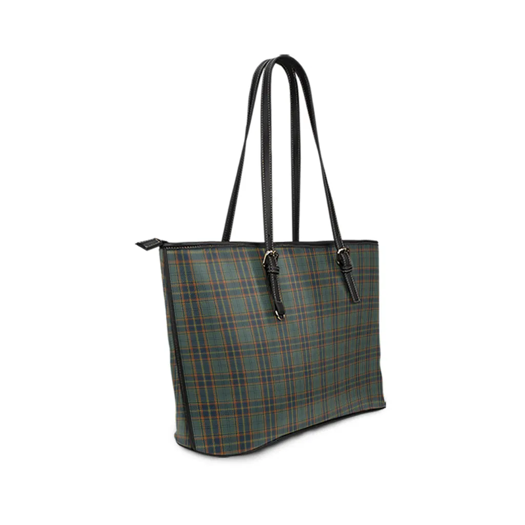 Antrim County Ireland Tartan Leather Tote Bag