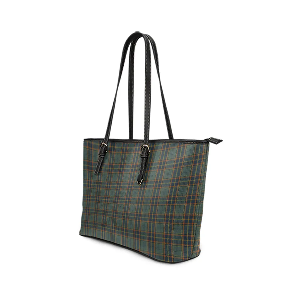 Antrim County Ireland Tartan Leather Tote Bag