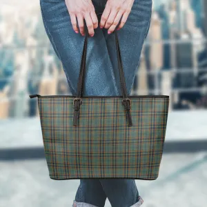 Antrim County Ireland Tartan Leather Tote Bag